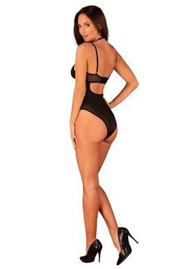 Прозрачное боди Obsessive Selinne teddy XL/2XL Black, мелкая сетка, двойные бретели SO8666 фото
