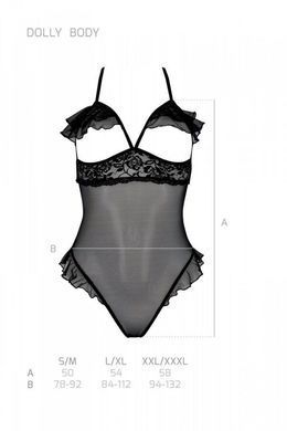 Эротическое боди Passion DOLLY BODY, XXL/XXXL, black, с открытыми чашками SO9703 фото