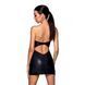 Мини-платье из экокожи Passion CELINE CHEMISE S/M, black, шнуровка, трусики в комплекте SO6407 фото 2