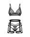Комплект Obsessive Blomentis 3-pcs set, M/L, м&rsquo;який ліф, стрінги зі стрепами, пояс із гартерами SX1034 фото 3