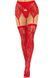 Комплект Leg Avenue Lace thigh highs & garterbelt, One Size, красный, чулки и пояс с пажами SX1060 фото 1