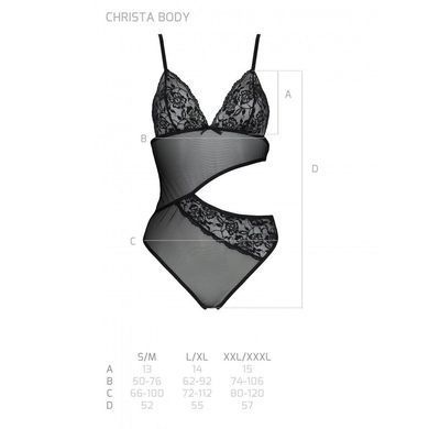 Боді з ажурним ліфом Passion CHRISTA BODY XXL/XXXL, black SO5755 фото