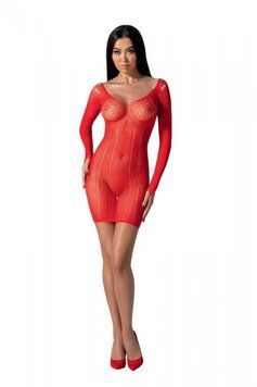 Напівпрозора мінісукня Passion BS101 One Size, red, рукави-мітенки SO8945 фото