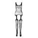 Бодистокинг Passion ECO BS008 black, с доступом, флористический декор, имитация подвязок SO7082 фото 3
