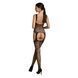 Бодистокинг Passion ECO BS008 black, с доступом, флористический декор, имитация подвязок SO7082 фото 2