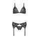 Комплект з відкритим доступом Passion DELIENA SET S/M black, ліф, стрінги, пояс для панчіх SO8422 фото 4