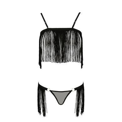 Комплект білизни Passion Exclusive KASSANDRA SET OpenBra 2XL/3XL black, ліф, трусики-спідниця PS26303 фото