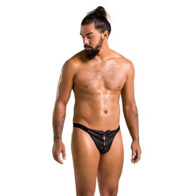 Мужские слипы на шнуровке Passion 044 SLIP BEN L/XL Black, экокожа, люверсы SO7603 фото