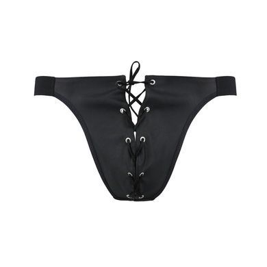 Мужские слипы на шнуровке Passion 044 SLIP BEN L/XL Black, экокожа, люверсы SO7603 фото