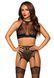 Еротичний комплект Leg Avenue Crop top and garter panty Black, топ, трусики з доступом, панчохи SO9156 фото 1