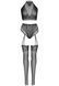 Еротичний комплект Leg Avenue Crop top and garter panty Black, топ, трусики з доступом, панчохи SO9156 фото 4