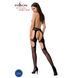 Еротичні колготки-бодістокінги Passion S023 One Size, Black, імітація панчіх з ромбами та пояском PSS023B фото 4
