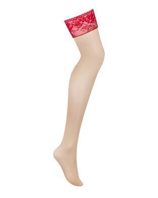 Панчохи під пояс із широким мереживом Obsessive Lacelove stockings M/L SO8659 фото