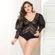 Кружевное боди JSY &laquo;Соблазнительная Мери&raquo; Plus Size, Black, рукава-фонарики, мелкая сетка SO8363 фото 1