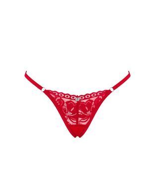Мереживні стрінги Obsessive Lacelove thong XS/S Red, низька посадка SO8661 фото