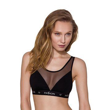 Топ з прозорою вставкою Passion PS002 TOP S, black SO4201 фото