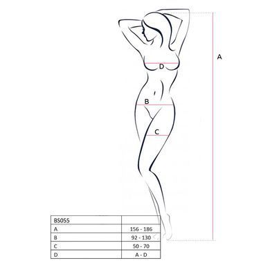 Бодістокінг Passion BS055 white, комбінезон, імітація панчіх і пояса, довгий рукав, закрите плече PBS055W фото