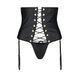 Пояс-корсет из экокожи Passion CELINE SET with Open Bra 4XL/5XL, black, шнуровка, пажи, стринги SO7063 фото 3