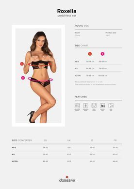 Комплект Obsessive Roxelia 2-pcs crotchless set M/L SO9072 фото