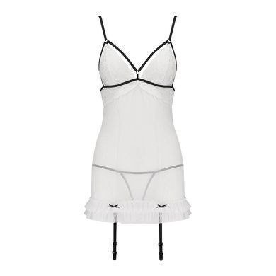 Сорочка прозора з пажами Passion ORIHIME CHEMISE L/XL, white, трусики, стрепи EL16404 фото
