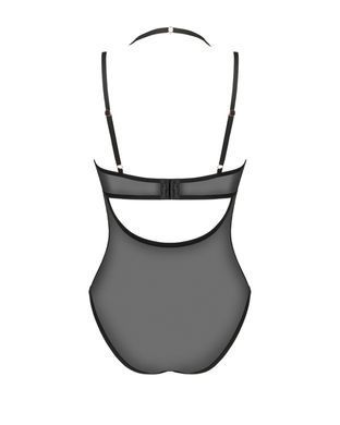 Прозрачное боди Obsessive Selinne teddy M/L Black, мелкая сетка, двойные бретели SO8665 фото