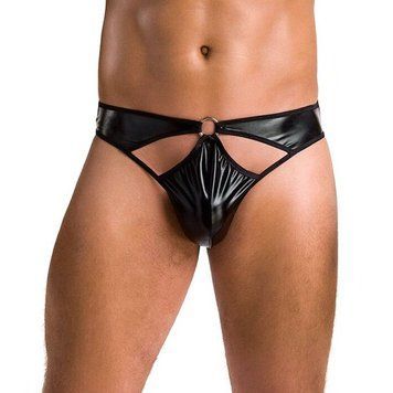 Чоловічі стринги Passion 033 THONG PAUL L/XL Black, під латекс SO7570 фото