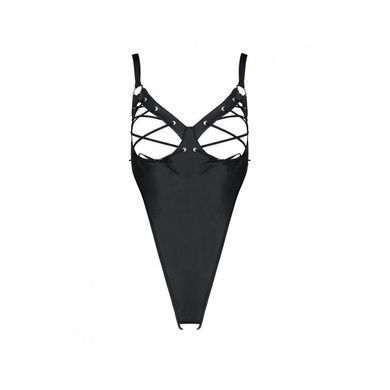 Боди из экокожи Passion CELINE BODY XXL/XXXL, black, с доступом, открытый SO6405 фото